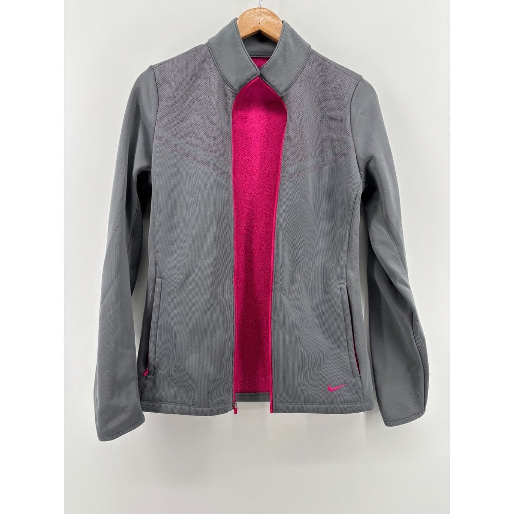 Nike Golf Track Jacket Womens Gray Therma Fit Hypervis Fleece Full Zip Small